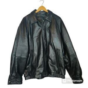 Claiborne Dark Leather Bomber Jacket
